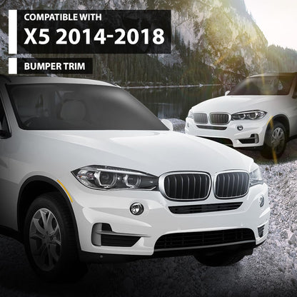 G-PLUS Front Bumper Trim Kit Compatible with BMW X5 sDrive35i xDrive35d xDrive35i xDrive50i 2014-2018,Fit BMW X5 xDrive40e 2016-2018 51117325395, 51117325396, BM1038153, BM1039153 Silver