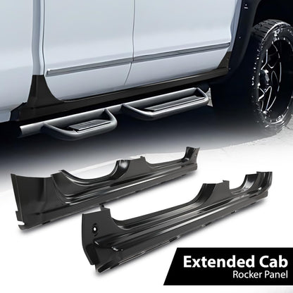 G-PLUS Rocker Panels Left and Right Side Compatible with Chevy Silverado/GMC Sierra Pickup Extended Cab 2014-2018 (Not Fit Crew Cab) Black