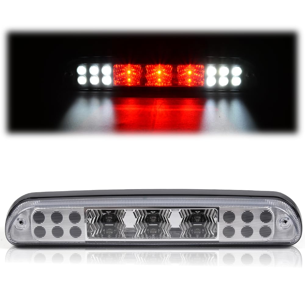G-PLUS Rear LED Third Brake Light Compatible With 1999-2015 Ford F250 F350 F450 F550 Super Duty,(NOT Compatible With Harley-Davidson Edition), 3rd Stop Lamps,Clear lens Chrome Housing