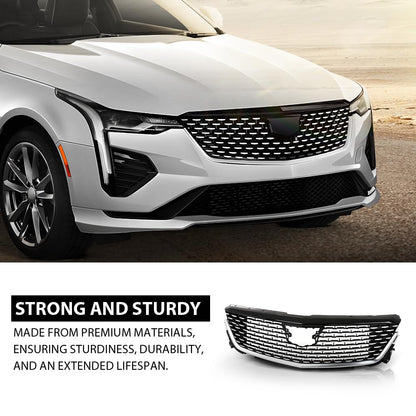 G-PLUS Front Bumper Grille Grill Compatible with Cadillac CT4 2020-2023 84880982, 85104936 Chrome Black