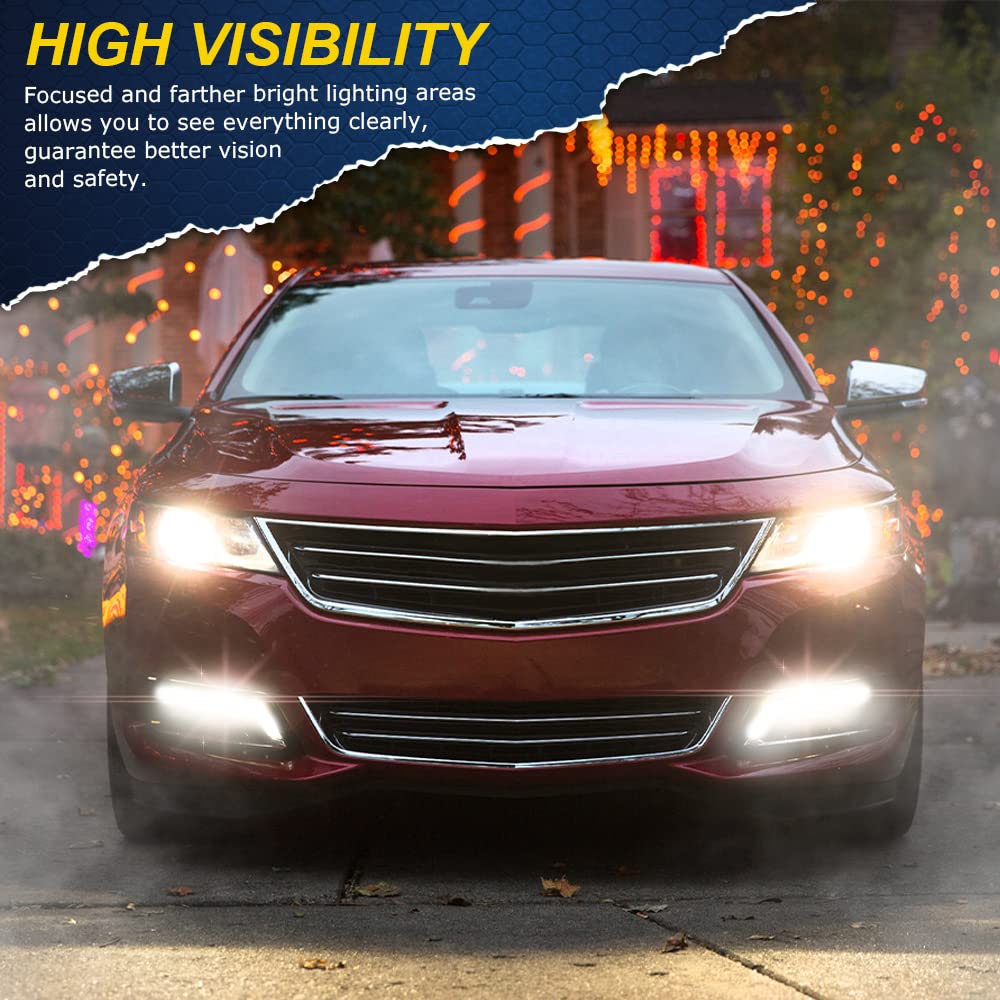 G-PLUS LED Fog Light Compatible With 14-20 Chevy Impala,Clear Lens Daytime Running Light DRL w/Wiring Switch,A Pair