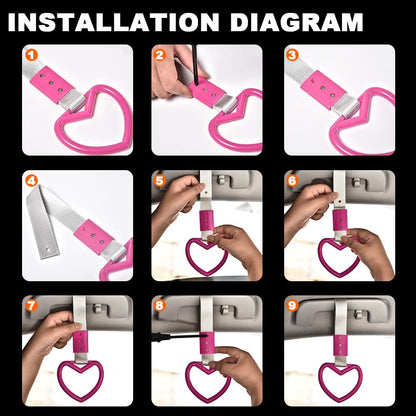 G-PLUS JDM Tsurikawa Ring Heart Subway Train Bus Car Handle Hand Straps Drift Charm,Rear Bumper Warning Ring (Pink)