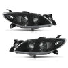 G-PLUS Projector Headlights Headlamps Fit Mazda 3 4-Door Sedan 2004-2009 NOT Fit Hatchback Models, Not Fit Factory HID Models Clear Lens Black Housing Clear Reflector,faros delanteros