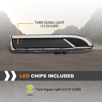 G-PLUS Front Right Side Fender Turn Signal Light Lamp Compatible with Porsche Panamera 970 97 2010-2016 97063104401 Direct OE Replacement Black