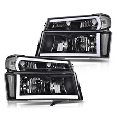 G-PLUS LED DRL Headlights for Chevy Colorado GMC Canyon Isuzu 2004-2012 Black Housing