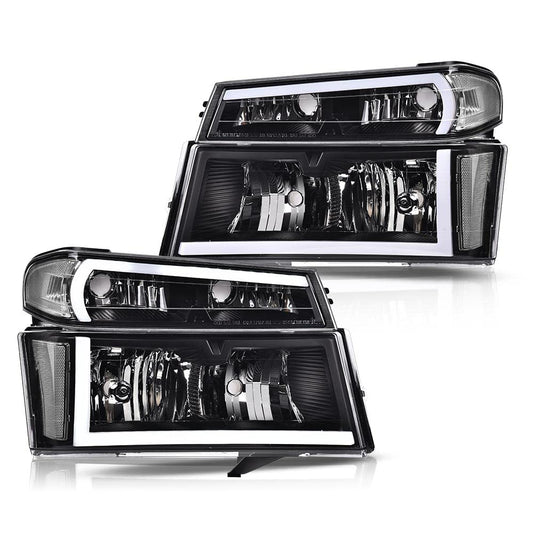 G-PLUS LED DRL Headlights, Fit Chevy Colorado/GMC Canyon 2004-2012,Fit Isuzu i-280 i-350 2006/i-290 i-370 2007-2008 Headlamps, Clear Lens Black Housing Clear Reflector,faros delanteros Assembly