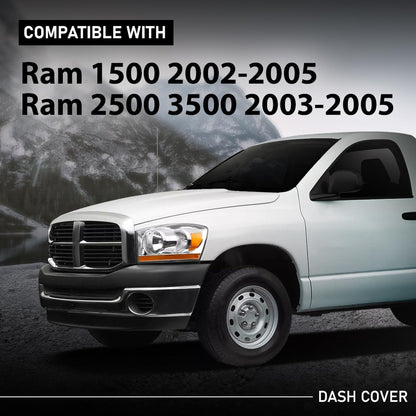G-PLUS TPE Molded Dash Cover Black Compatible with 2002 2003 2004 2005 Dodge Ram 1500/2003-2005 Dodge Ram 2500 3500