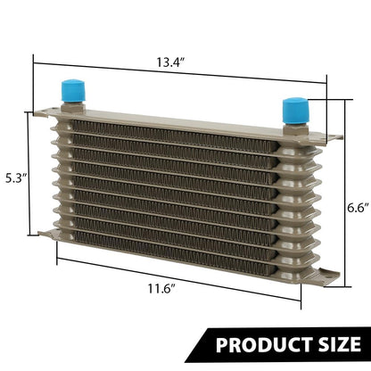G-PLUS Engine Transmission Oil Cooler Kit Universal Aluminum Oil cooler 10 Row Thermostat Adaptor For CAR/TRUCK Gold