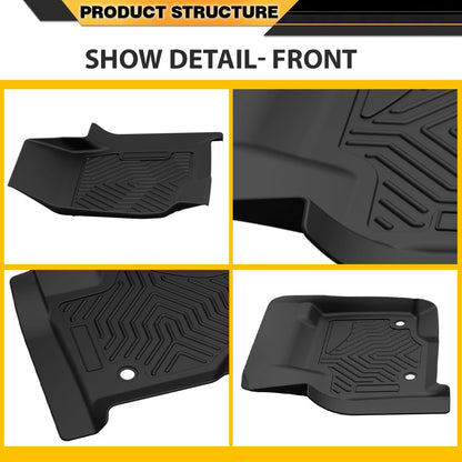 G-PLUS TPE Floor Mats Compatible with Ford F250 F350 F450 2017-2024 Super Duty Crew Cab w/Under Seat Storage Floor Liners All Weather Full Cover Protection 1st & 2nd Row Black Cargo Liner