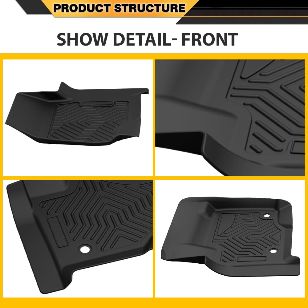 G-PLUS TPE Floor Mats Cargo Liners,Compatible with Ford F250 F350 F450 F550 Super Duty Crew Cab (4 Full Size Doors) 2017-2024,Black Floor Liners Front & 2nd Row,All Weather Full Cover Protection