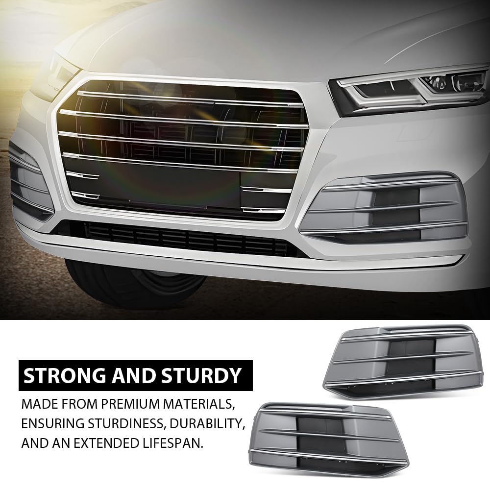 G-PLUS Pair Front Bumper Cover Grille Bezel Insert, Compatible with Audi Q5 2018-2022 Standard Version, LH Driver & RH Passenger 2PCS, 80A807679D, 80A807679DRU6