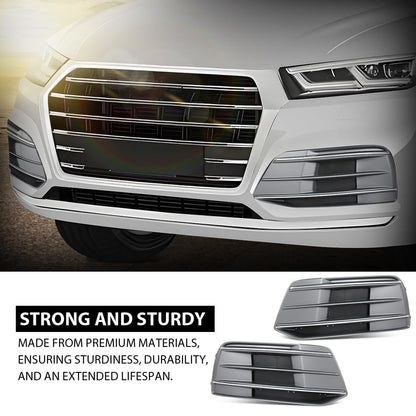 G-PLUS Pair Front Bumper Cover Grille Bezel Insert, Compatible with Audi Q5 2018-2022 Standard Version, LH Driver & RH Passenger 2PCS, 80A807679D, 80A807679DRU6