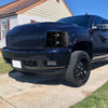 G-PLUS LED DRL Headlights, Compatible with Chevy Silverado 2500 3500 & HD 2007-2014,Fit Chevy Silverado 1500 2007-2013, Smoky lens Black Housing Clear Reflector Bumper Headlamp Left &Right