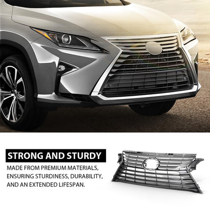 G-PLUS Front Bumper Upper Grille Compatible with LX RX350 2016-2018, Fit LX RX450H 2016-2019 & RX350L 2018, 531110E170, LX1200180 Gray