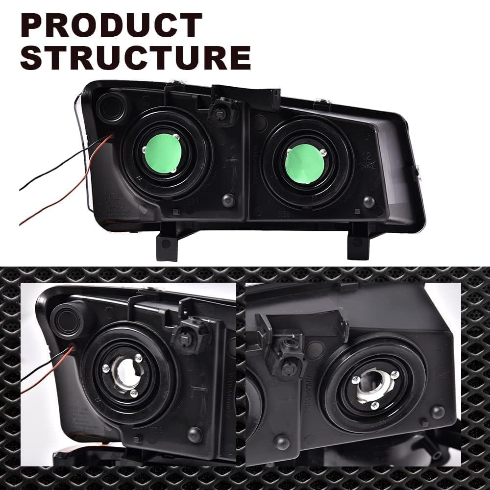 G-PLUS Headlights Assembly Fit Avalanche/Silverado 1500 2500 HD 3500 2003-2006/Fit Silverado 1500 2500 3500 Classic 2007,Smoky Lens Chrome Housing Amber ReflectorBumper Headlamps,faros delanteros