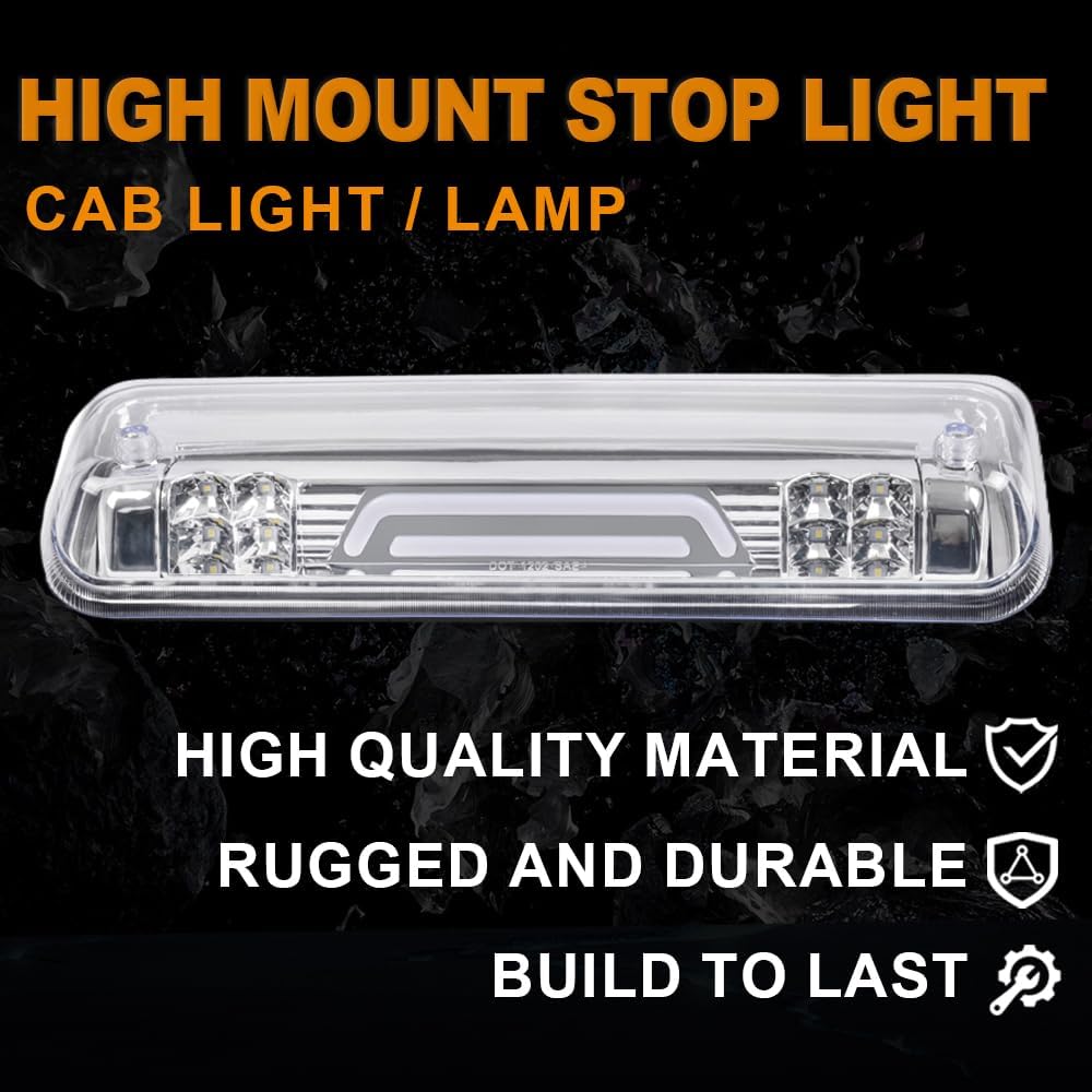 G-PLUS Rear LED Third Brake Light Compatible With Ford F150 2004-2008 3RD Cargo Led Tail Lamps Clear lens Chrome Housing