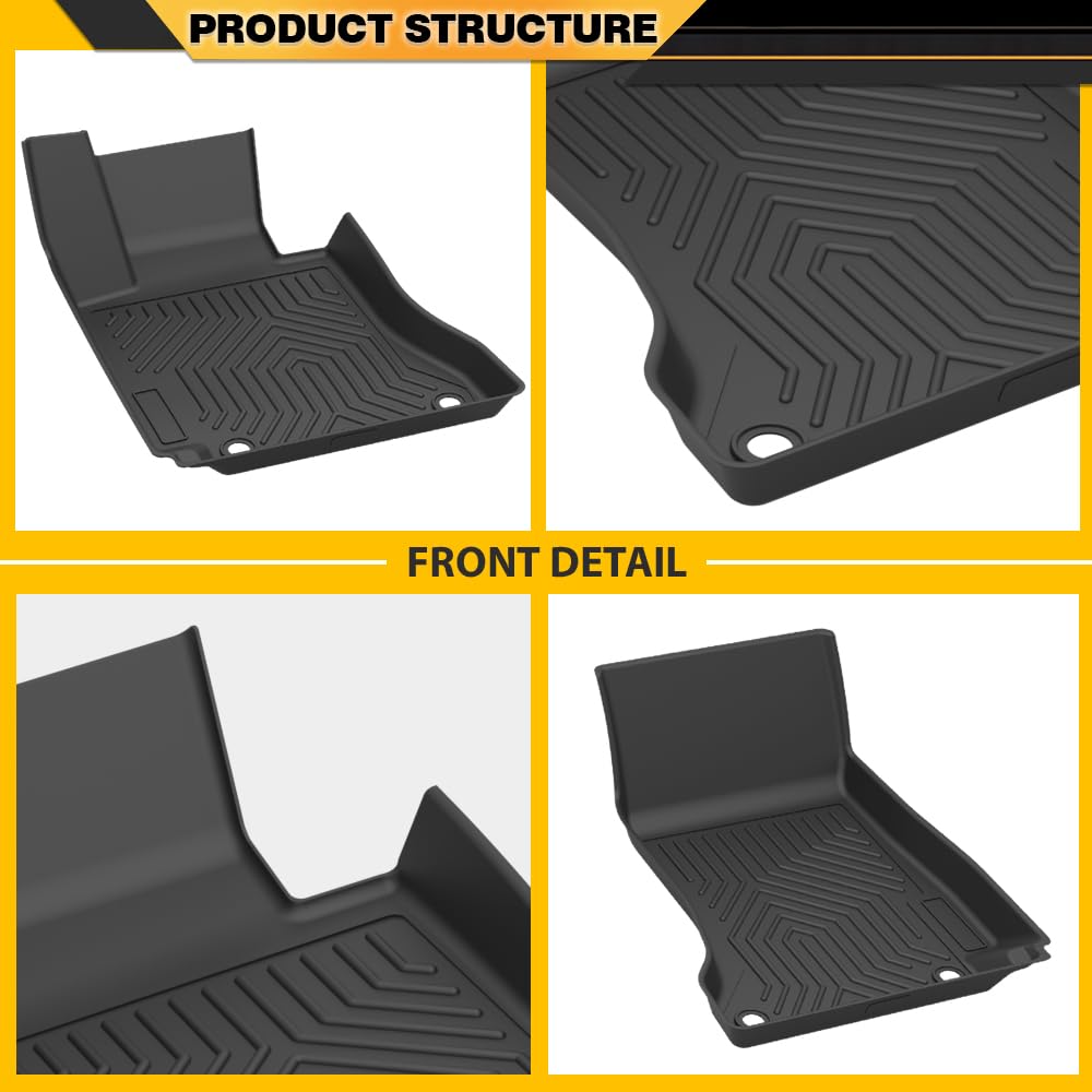TPE Floor Mats Compatible with Benz C-Class Sedan 2015-2021 Only, Not Fit Coupe Or Cabriolet, 1st & 2nd Row All Weather Floor Mats Liner Cargo Liner Waterproof Black