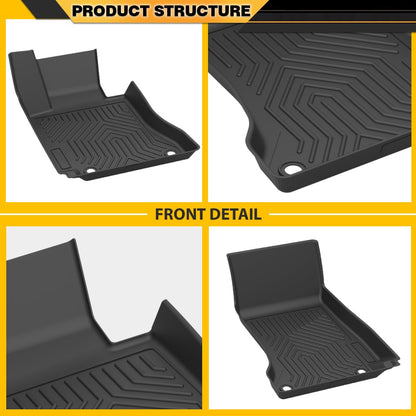 TPE Floor Mats Compatible with Benz C-Class Sedan 2015-2021 Only, Not Fit Coupe Or Cabriolet, 1st & 2nd Row All Weather Floor Mats Liner Cargo Liner Waterproof Black
