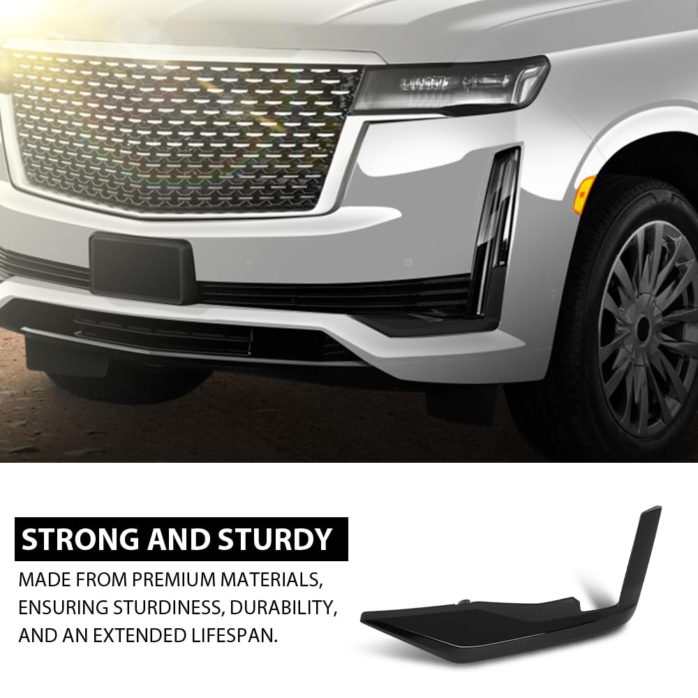 G-PLUS Bumper Cover Molding Driver Side Front Compatible with Cadillac Escalade/Escalade ESV (submodel: Sport, Sport Platinum) 2021-2024 GM1038295, 87829987 Gloss Black