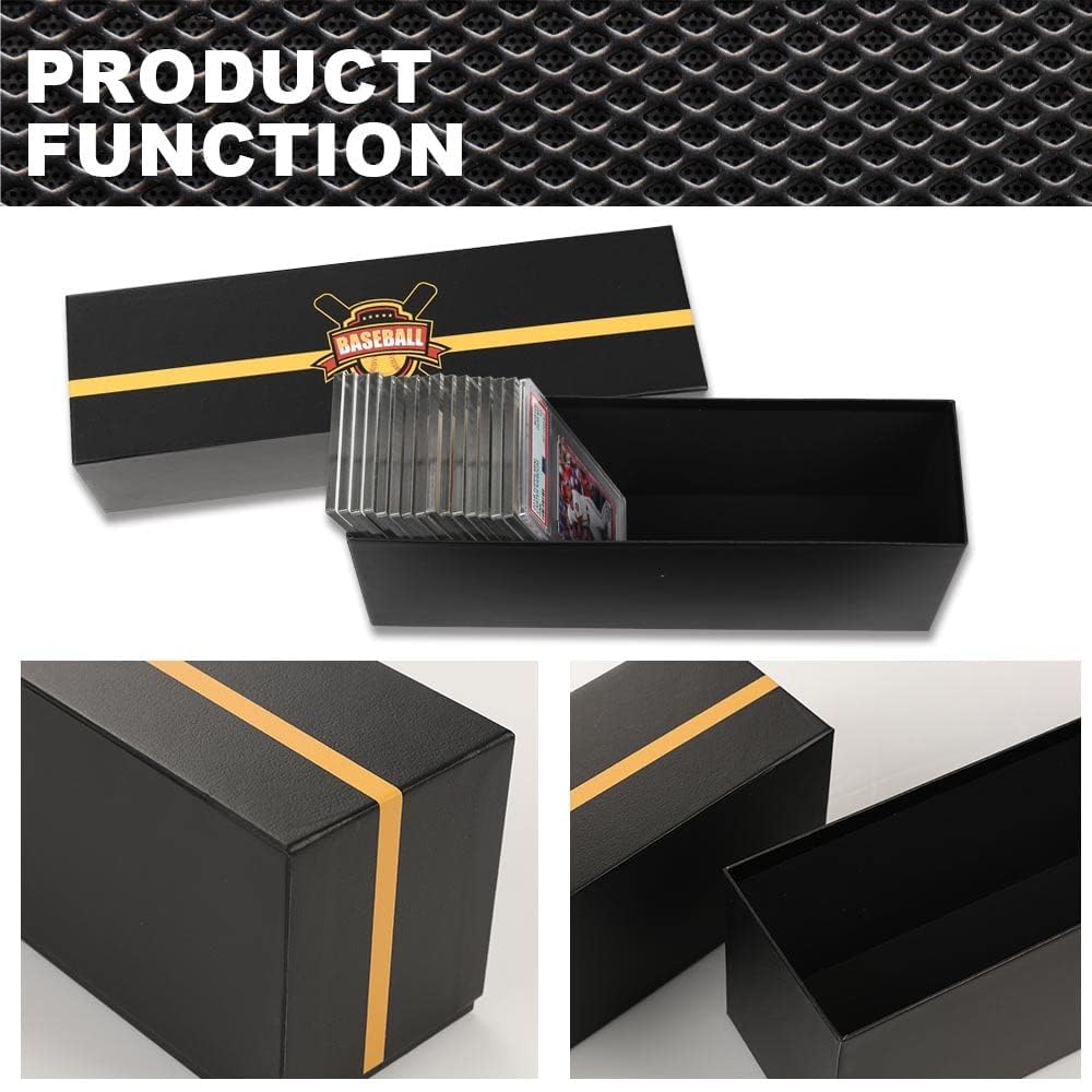 G-PLUS Graded Cards Holder Container Graded Card Storage Box Holds 50-55 Black Graded Card Box Graded Sports Card Storage Box