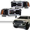 G-PLUS LED Light Strip Headlights w/o Bulbs Fit Dodge Ram 1500 1994-2001/Dodge Ram 2500 3500 1994-2002 Clear Lens Black Housing Amber Reflector Bumper Headlamps,faros delanteros Assembly