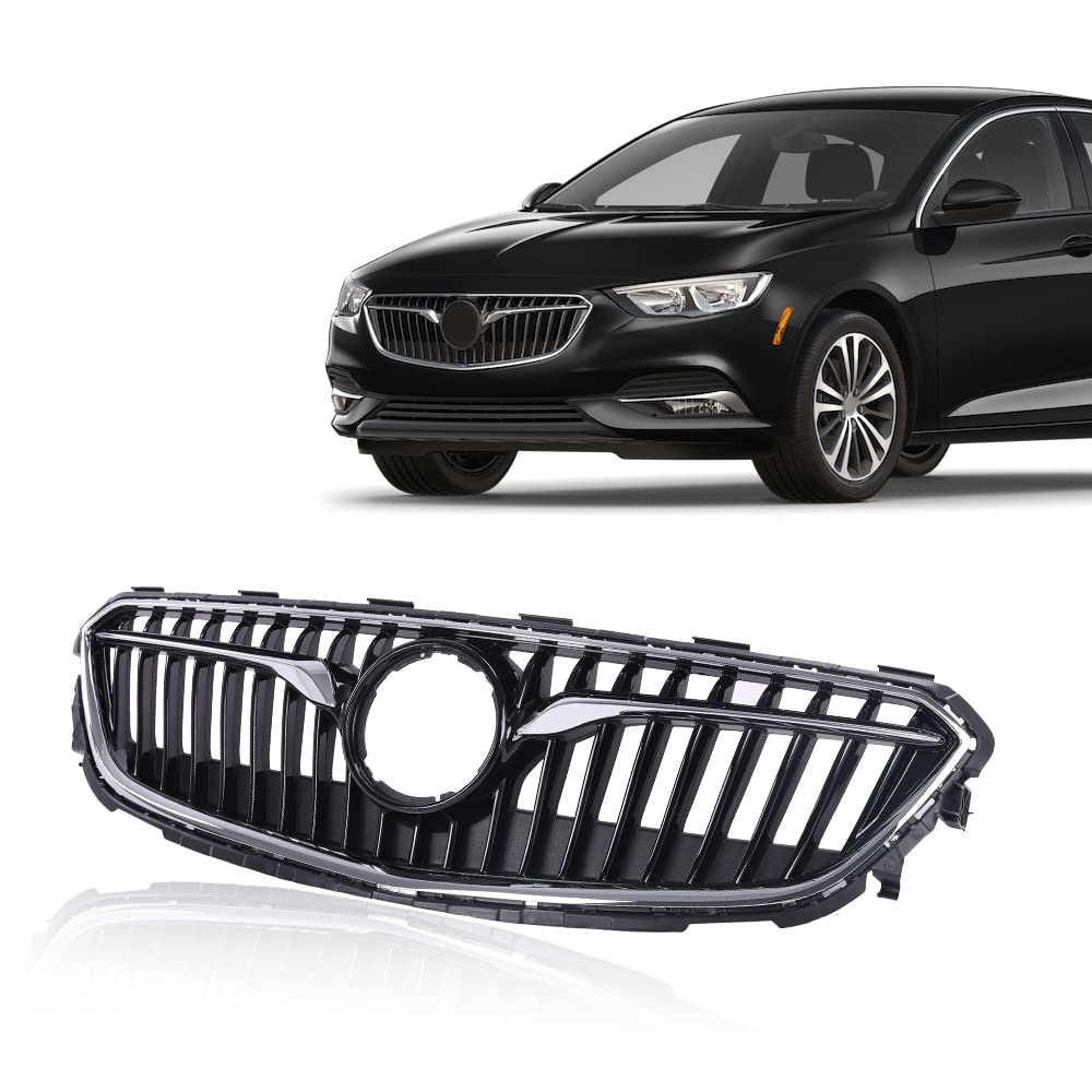 G-PLUS Front Bumper Grille Upper Black/Chrome Compatible with 2018-2020 Buick Regal TourX 39119344