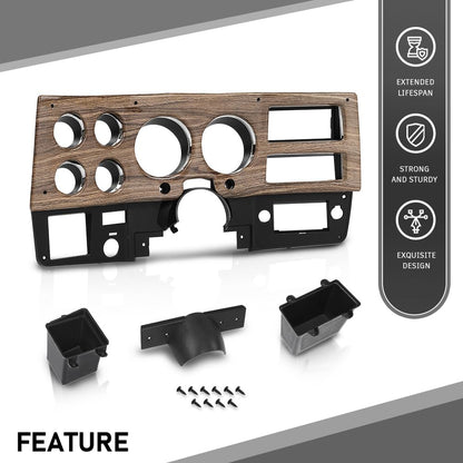 G-PLUS Dash Bezel Gauge Cluster Cover W/o AC Compatible with 1975 1976 1977 1978 1979 1980 Chevy GMC Pickup Truck W/o AC Black