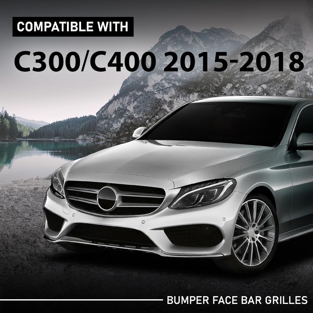G-PLUS Front Lower Bumper Face Bar Grille, Compatible with Benz C300 C400 2015-2018, 2058850423, MB1036144