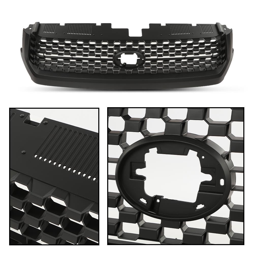 G-PLUS Front Bumper Grille Grill Compatible with 2014-2020 Toyota Tundra Front Honeycomb Matte black Bumper Grille Replacement