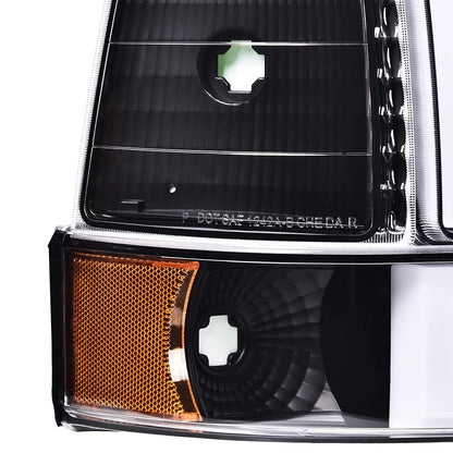 G-PLUS Headlights Fit 1992-1996 Bronco/1992-1996 Ford F150 F250 F350 Super Duty,97 9th Old Body Style Headlamps w/Corner Signal Clear Lens Chrome Housing Clear Reflector,faros delanteros