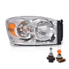 G-PLUS Headlights w/Bulbs Right Passanger Side Compatible with Dodge Ram 1500 2006-2008/Fit Dodge Ram 2500 3500 2006-2009,Clear Lens Chrome Housing Amber Reflector Bumper Headlamps,faros Assembly