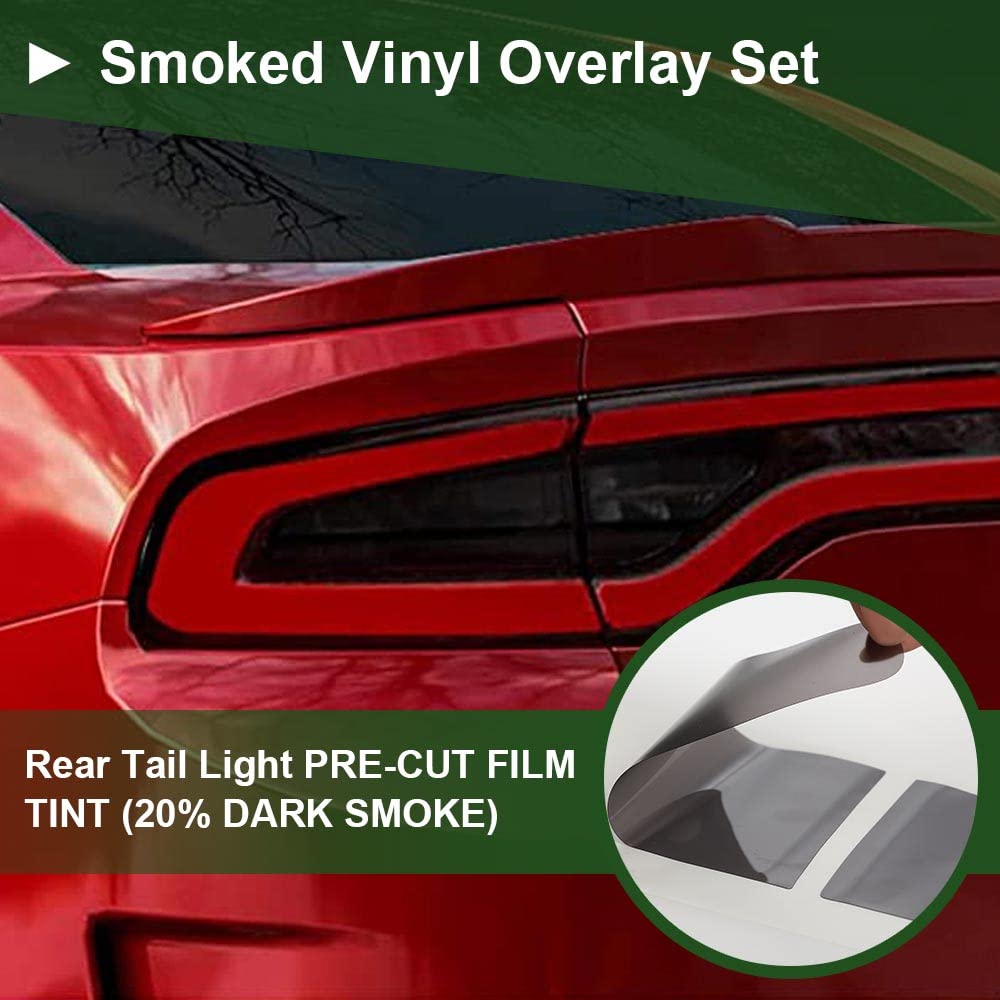 G-PLUS Tail Lights Smoke Rear Precut Tint Vinyl Decal Compatible with 2015-2022 Dodge Charger,A Pair