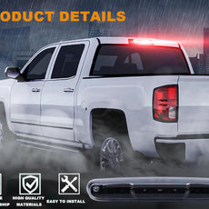 G-PLUS LED Third Brake Light for Chevy Silverado GMC Sierra 1500 2500HD 3500HD 2007-2013 Black Housing Close-up View