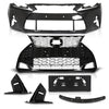 G-PLUS Front Bumper Set (1 × Bumper, 1 × Grille, 2 × Fog Light Bezel, 1× License Plate, 1× Trim Strip) Compatible with 2014-2016 LX IS IS250 IS200t IS350 to 21 F-Sport Style 6 Pcs