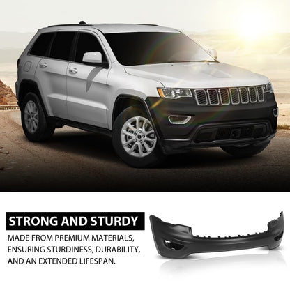 G-PLUS Bumper Cover Fascia Front Upper Compatible with Jeep Grand Cherokee 2016-2022,Fit Models without Park Assist System, With Tow Hook Holes