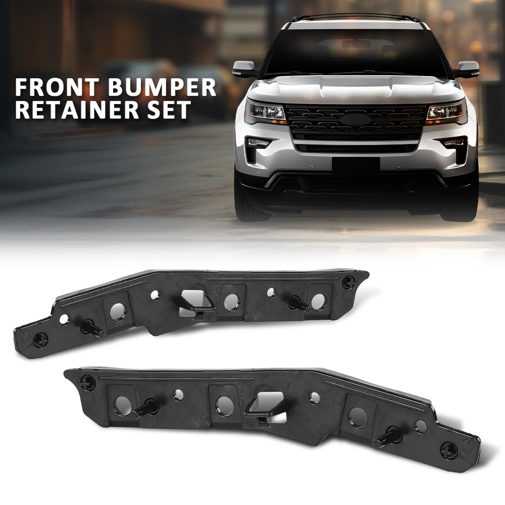 G-PLUS Front Bumper Retainer Set Compatible with Ford Explorer/Police Interceptor Utility Base 2016-2019 FB5Z17E814A, FB5Z17E814B, FO1043146, FO1042146 Black
