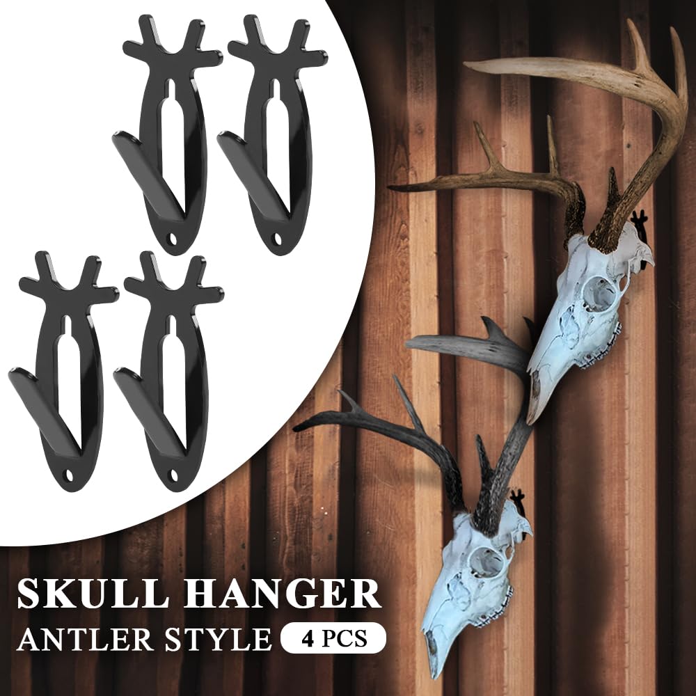 G-PLUS Wall Hanger Hook European Antler Style Wall Mount Bracket for Hanging Mounting Elk Deer Antelope Living Room Bedroom Home Decor 4PCS Black