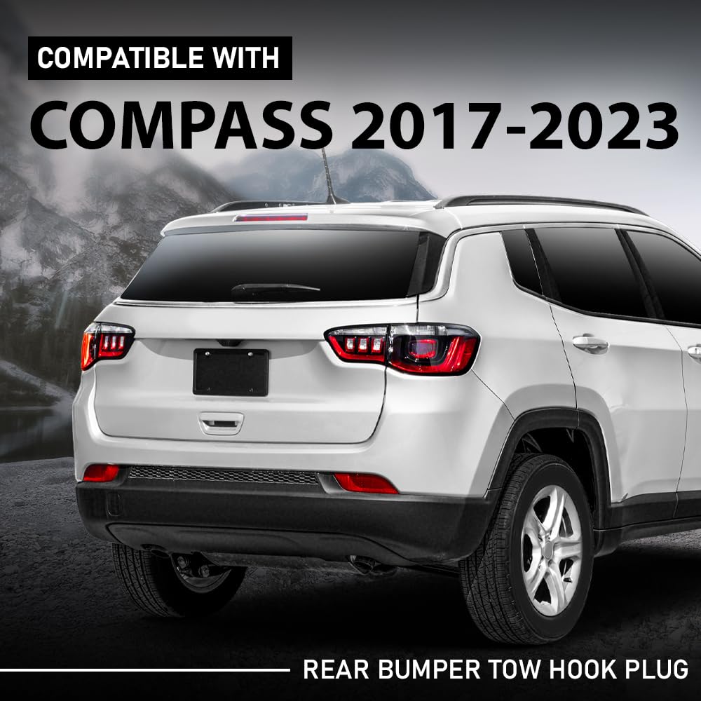 G-PLUS Rear Bumper Tow Hook Plug Cover Compatible with Jeep Compass 2017 2018 2019 2020 2021 2022 2023 5UP67RXFAB