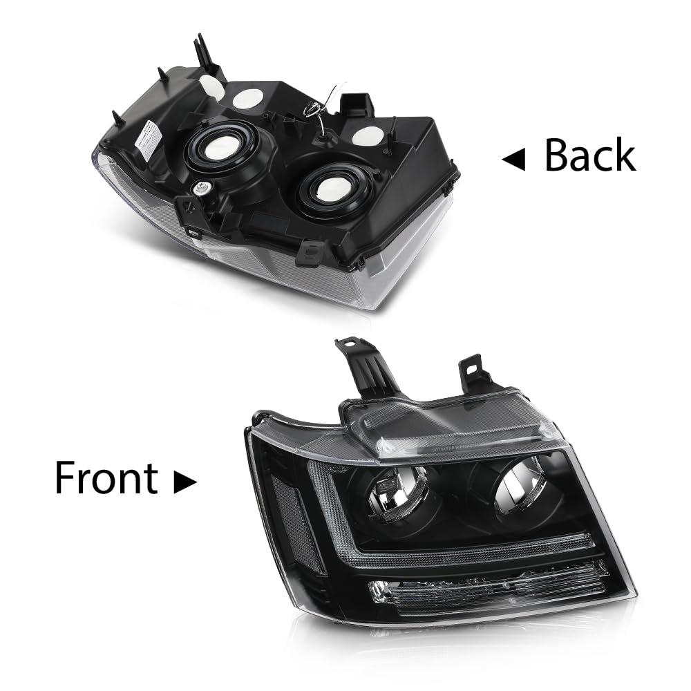 G-PLUS LED Headlights Assembly Front Headlamps Fit Chevy Tahoe Suburban 1500 2007-2014,Fit Chevy Avalanche Suburban 2500 2007-2013 Clear Lens Black Housing Clear Reflector,faros delanteros