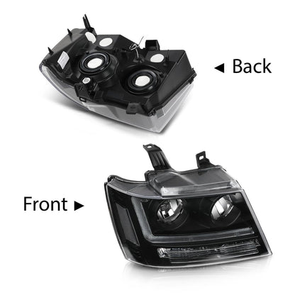 G-PLUS LED Headlights Assembly Front Headlamps Fit Chevy Tahoe Suburban 1500 2007-2014,Fit Chevy Avalanche Suburban 2500 2007-2013 Clear Lens Black Housing Clear Reflector,faros delanteros