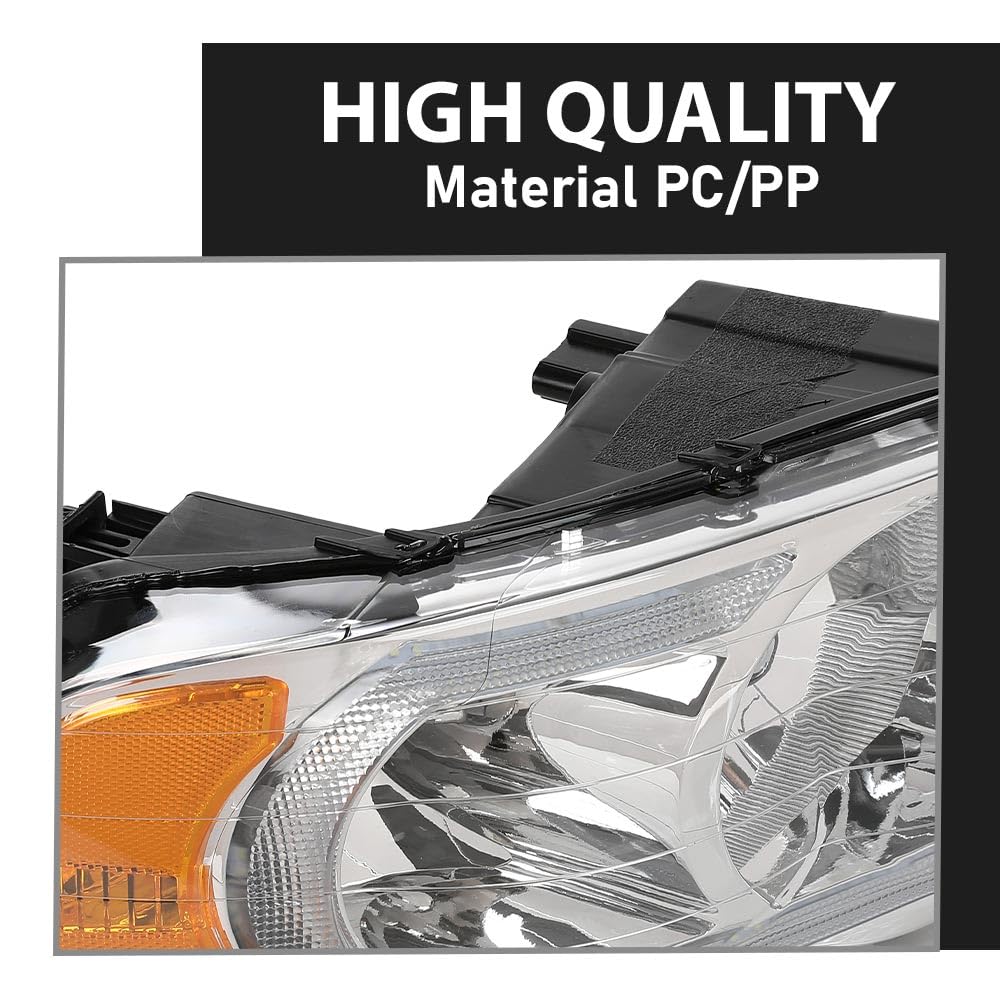 G-PLUS LED Headlights Headlamps Compatible with Dodge Ram 1500 2002-2005,Compatible with Dodge Ram 2500 3500 2003-2005 Chrome Clear Lens Clear Housing Amber Reflector,faros delanteros Assembly