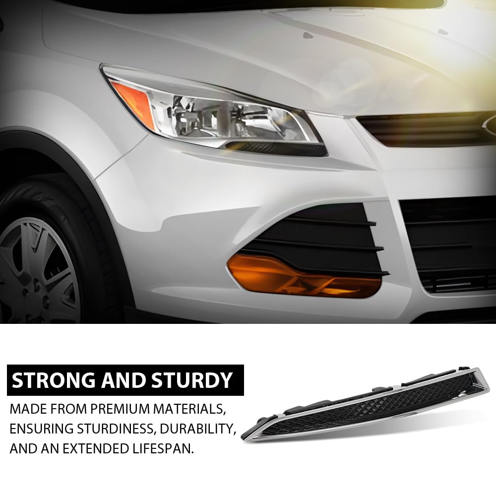 G-PLUS Front Right Lower Headlight Trim Moulding, Compatible with Ford Escape S/SE/Titanium Sport Utility 4-Door 2013-2016, Fit SEL Sport Utility 4-Door 2013, Passenger Side, CJ5Z13008D, DV45-8228-AA