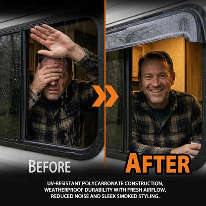 G-PLUS Window Deflector and Sun Visor Compatible with All Flat Sided Recreational Vehicle(12-17 Inch Wide Window) Impact-Resistant Smoky