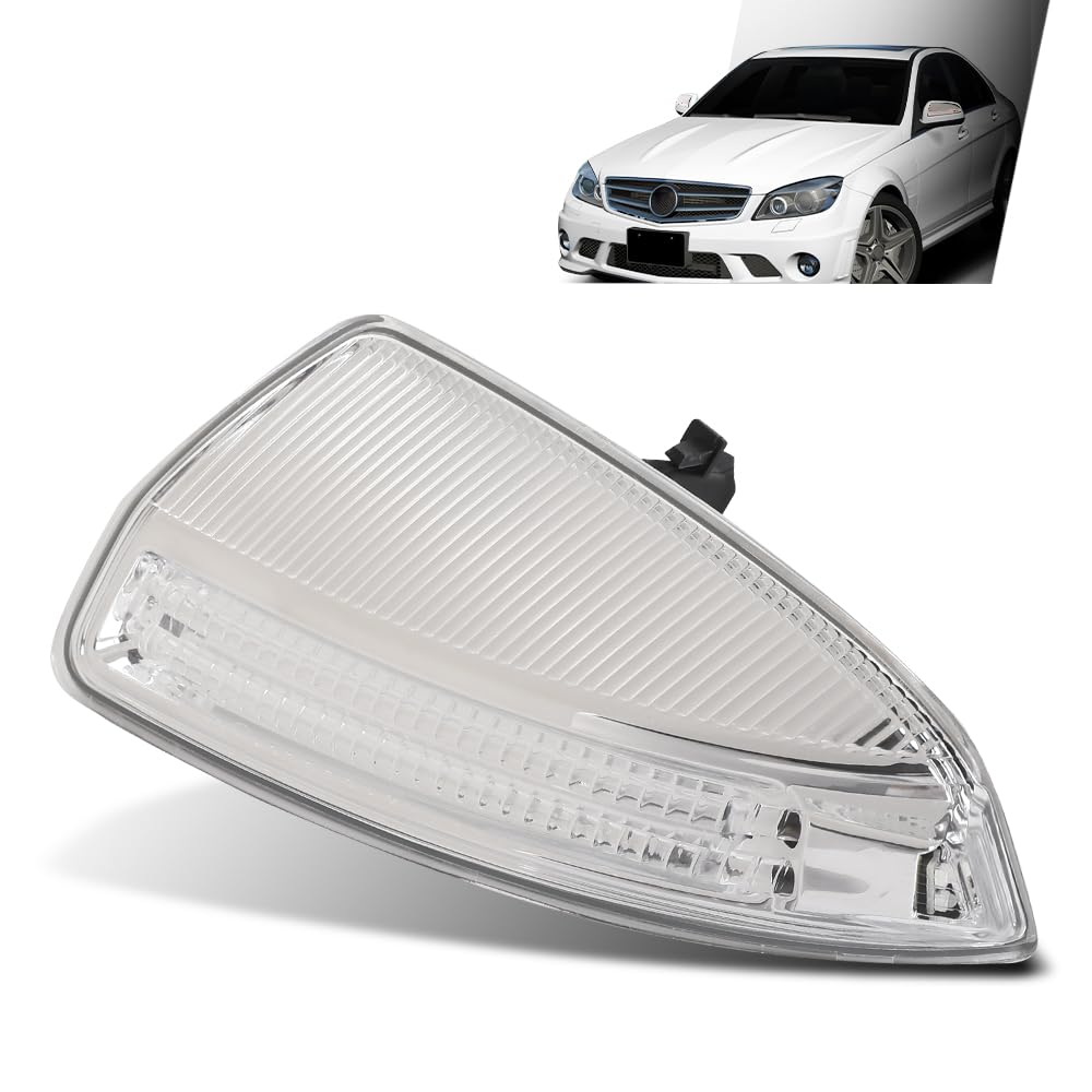 G-PLUS Left Door Side Mirror Turn Indicator Signal Light, Compatible with Benz C250 Sedan 2012-2014/ C63 AMG Sedan 2012-2015, Fit Benz C300 C350 C63 AMG 2008-2012, Driver Side, 2048200721