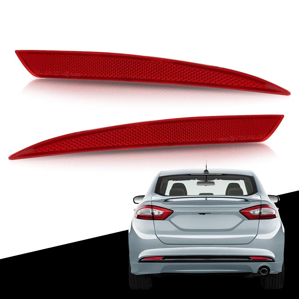 G-PLUS Bumper Reflector Set Compatible with 2013-2016 Ford Fusion Rear Left & Right 2Pc DS7Z13A565A, FO1185103, DS7Z13A565B, FO1184103