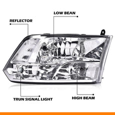 G-PLUS LED Headlights for Dodge Ram 1500 2500 3500 2009-2012 Chrome Housing Product Details