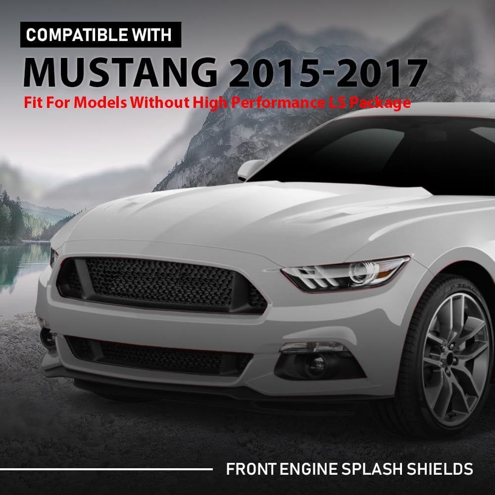 G-PLUS Front Engine Splash Shield, Compatible with Ford Mustang EcoBoost/GT/ V6 2015-2017, FR3Z17626B, FO1228144
