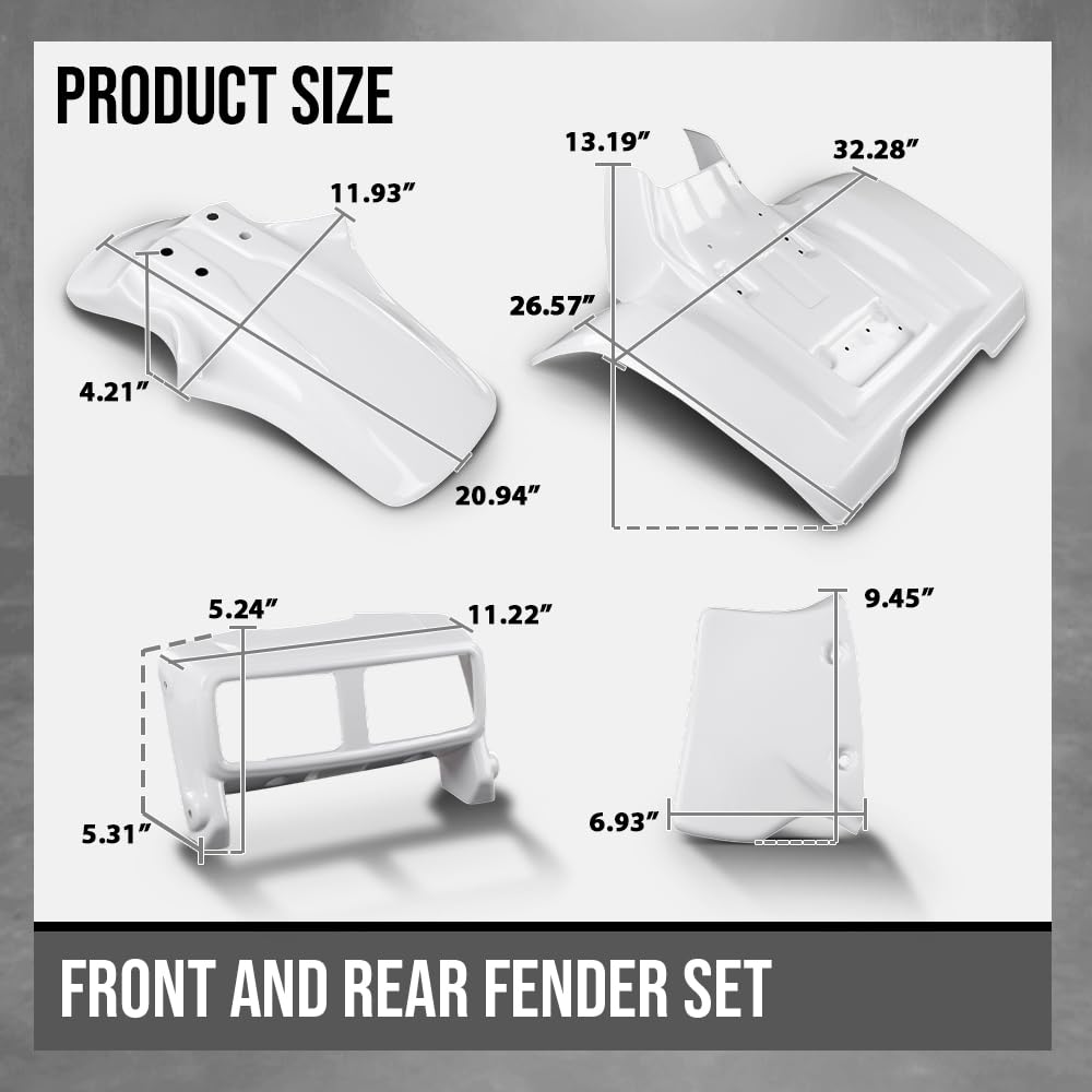 G-PLUS Front & Rear Liner Fender Complete Set Compatible with Honda ATC350X 1985-1986 White