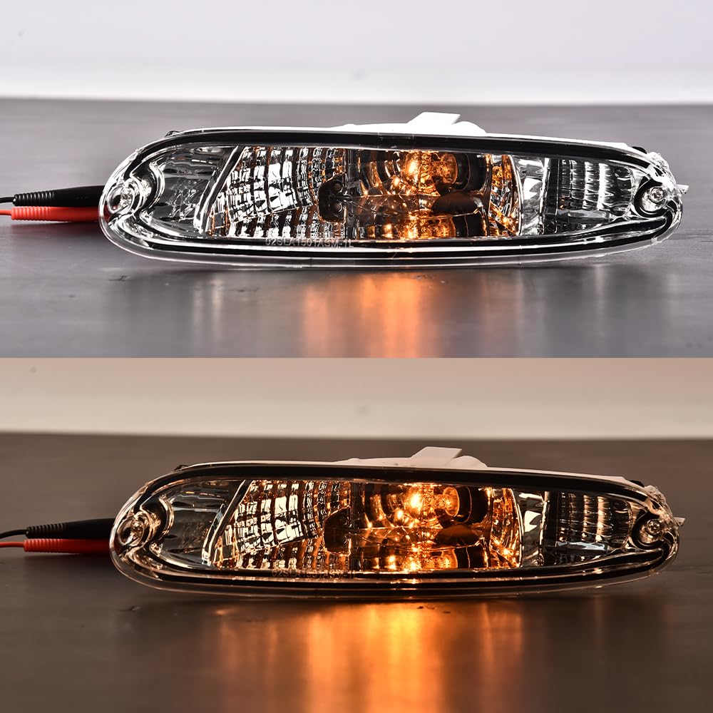 GPLUS Signal Lights, Compatible With Mazda MX-5 Miata 1990-1997, Front Bumper Mounted Marker Signal Parking Light (Clear lens Chrome Housing Amber Reflector)