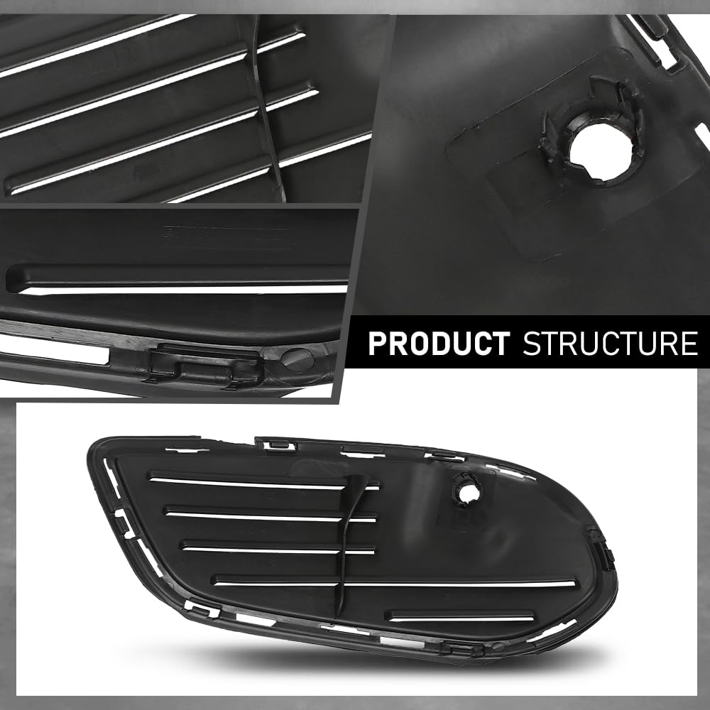 G-PLUS Front Bumper Fog Grille Cover Compatible with Benz C-Class W205 2015-2018,Fit Benz C300 (4Matic, Base) 2015-2018 2058854123, 2058854023